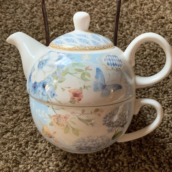 Delton Products Summer River Tea Pot w/Cup Set - Picture 1 of 9